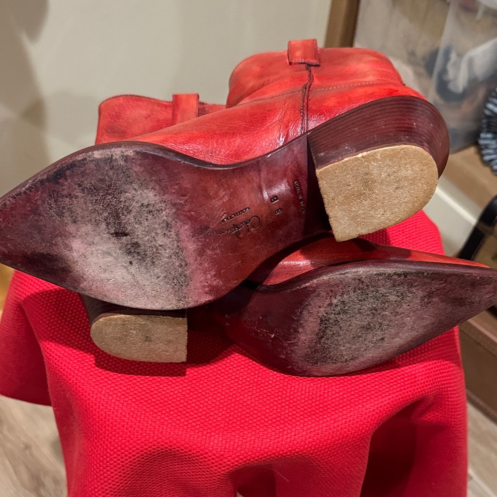 Cole Haan Red Leather Heeled Boots - Picture 3 of 10